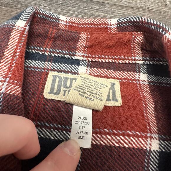 Duluth Trading Red Black Mens XLT Tall Flannel Cotton Plain Tartan Shacket Shirt - Picture 5 of 9